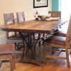 Antique Iron Base Rectangular Dining Room Set