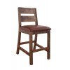 Antique Barstool w/ Faux Leather Seat (Set of 2)