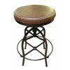 Antique Adjustable Height Stool w/ Faux Leather Seat