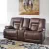 Wurstrow Umber Power Reclining Console Loveseat w/ Adjustable Headrests
